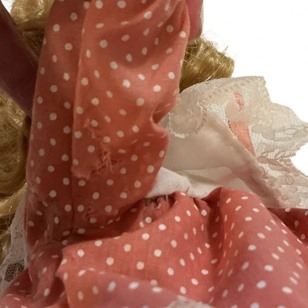 Vintage Porcelain Doll Tea Party Set‎ with Teddy Bear and Wooden Furniture Pink